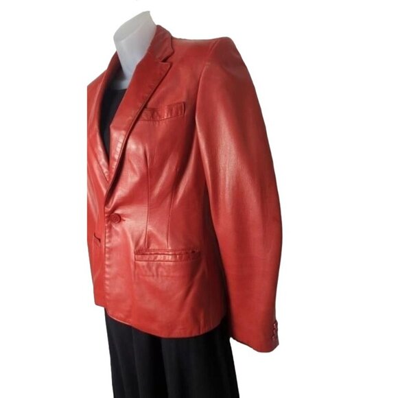 Ralph Lauren Red Leather Jacket Size 2 & Black Cotton Dress Size petite small 2 - Picture 8 of 12
